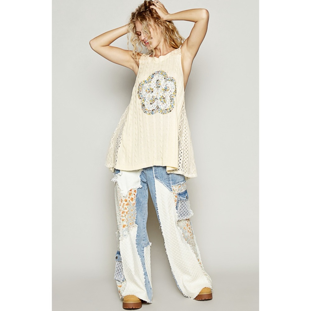 POL Cream Floral Sleeveless Knit Top - Picture 5 of 7